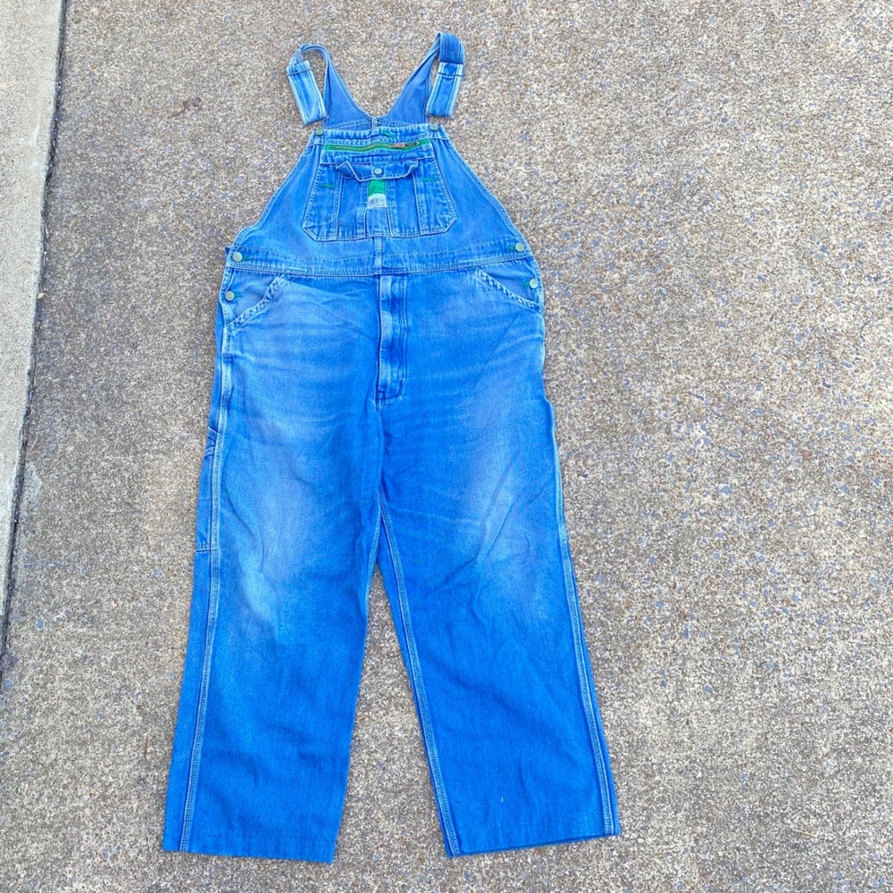 Liberty Bib Overalls Mens 40x30 Blue Denim Workwear Carpenter Faded Utility Bibs